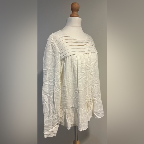 Atelier Camille linen flowy long sleeve blouse size small, white - Picture 5 of 11